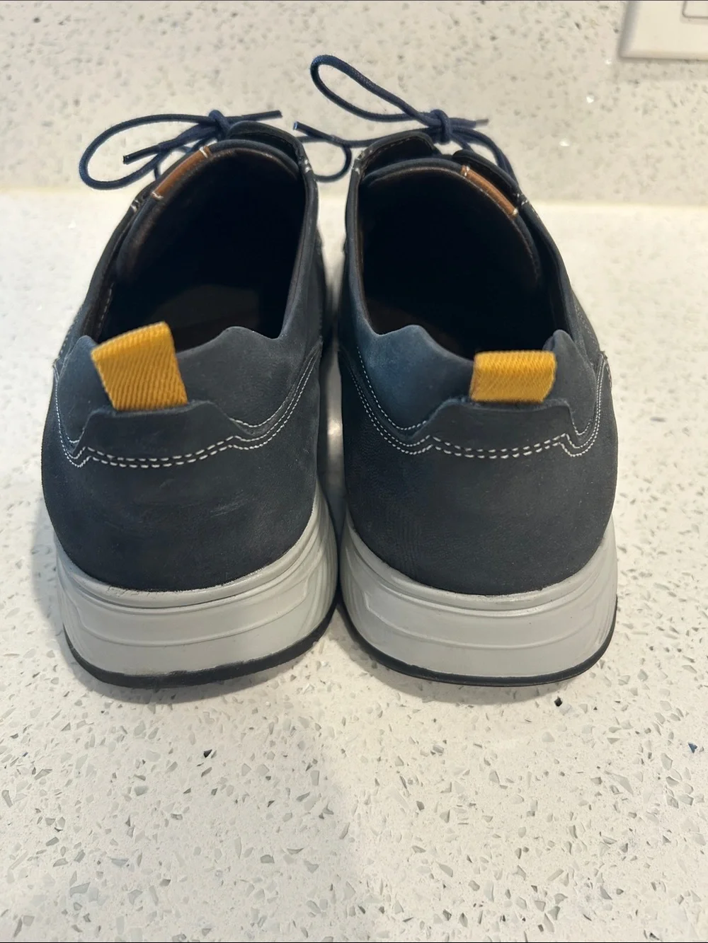 Johnston & Murphy Men's Navy Blue Casual Derbys with White Soles